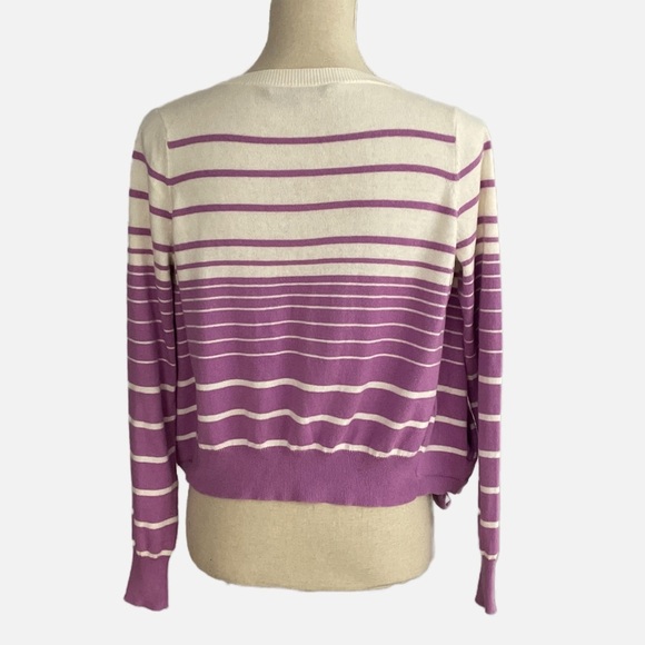 Bcbg Maxazria Cardigan Cotton Cashmere Blend Size XS Purple Ivory Pockets - Picture 3 of 10